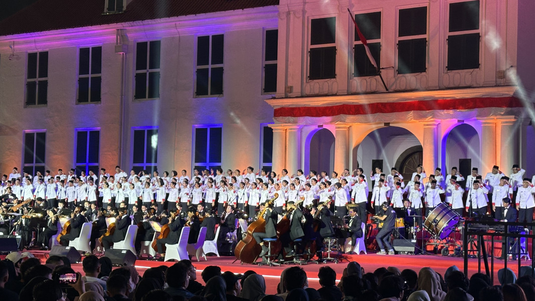 Konser Kemerdekaan Gita Bahana Nusantara 2024 di Taman Fatahillah, Kota Tua Jakarta. Foto: Tim Dokumentasi BMK