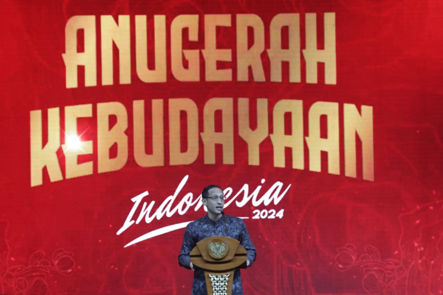 Mendikbudristek, Nadiem Makarim, dalam sambutannya di Malam Puncak AKI 2024. Foto: Kemendikbudristek 